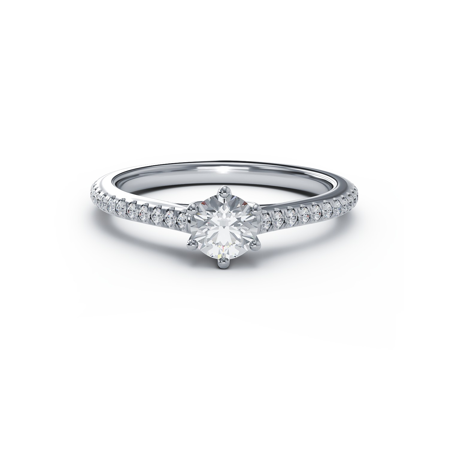 Inel de logodna din platina cu diamant de 0.6ct si diamante de 0.188ct