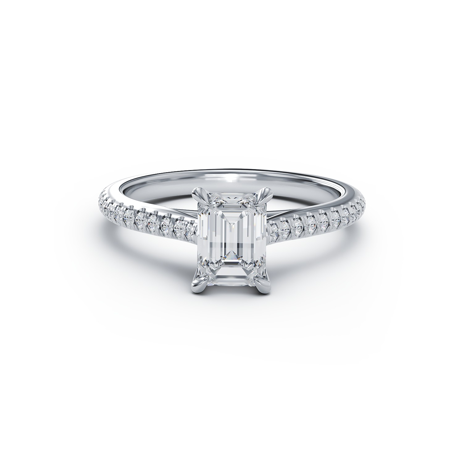 Inel de logodna din aur alb de 18K cu diamant de 1ct si diamante de 0.222ct