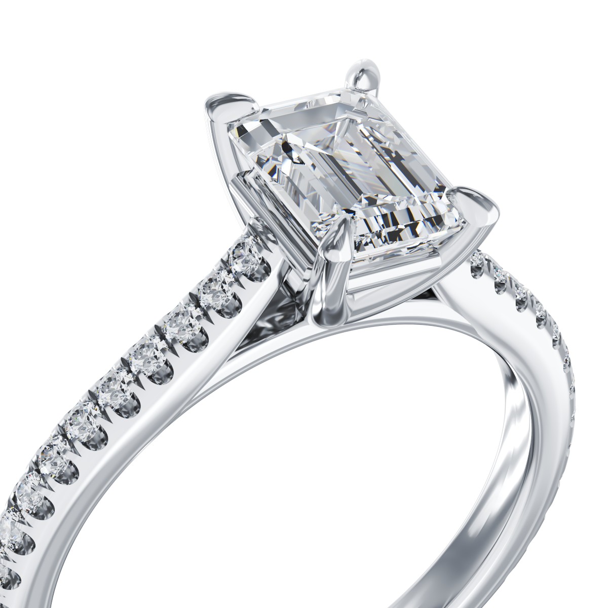 Inel de logodna din aur alb de 18K cu diamant de 1ct si diamante de 0.22ct
