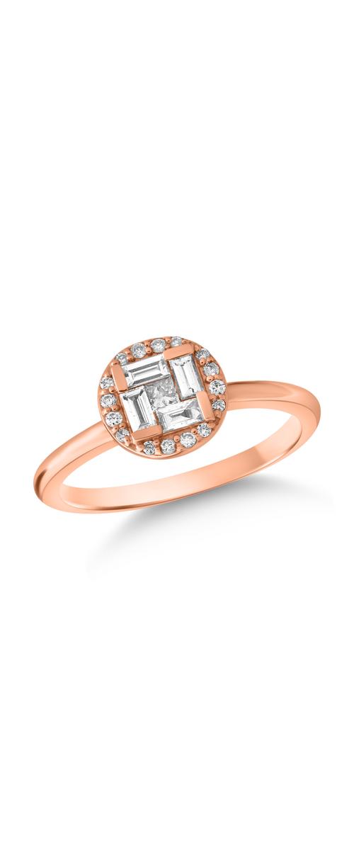 18K rose gold ring with 0.066ct diamond and 0.268ct diamonds