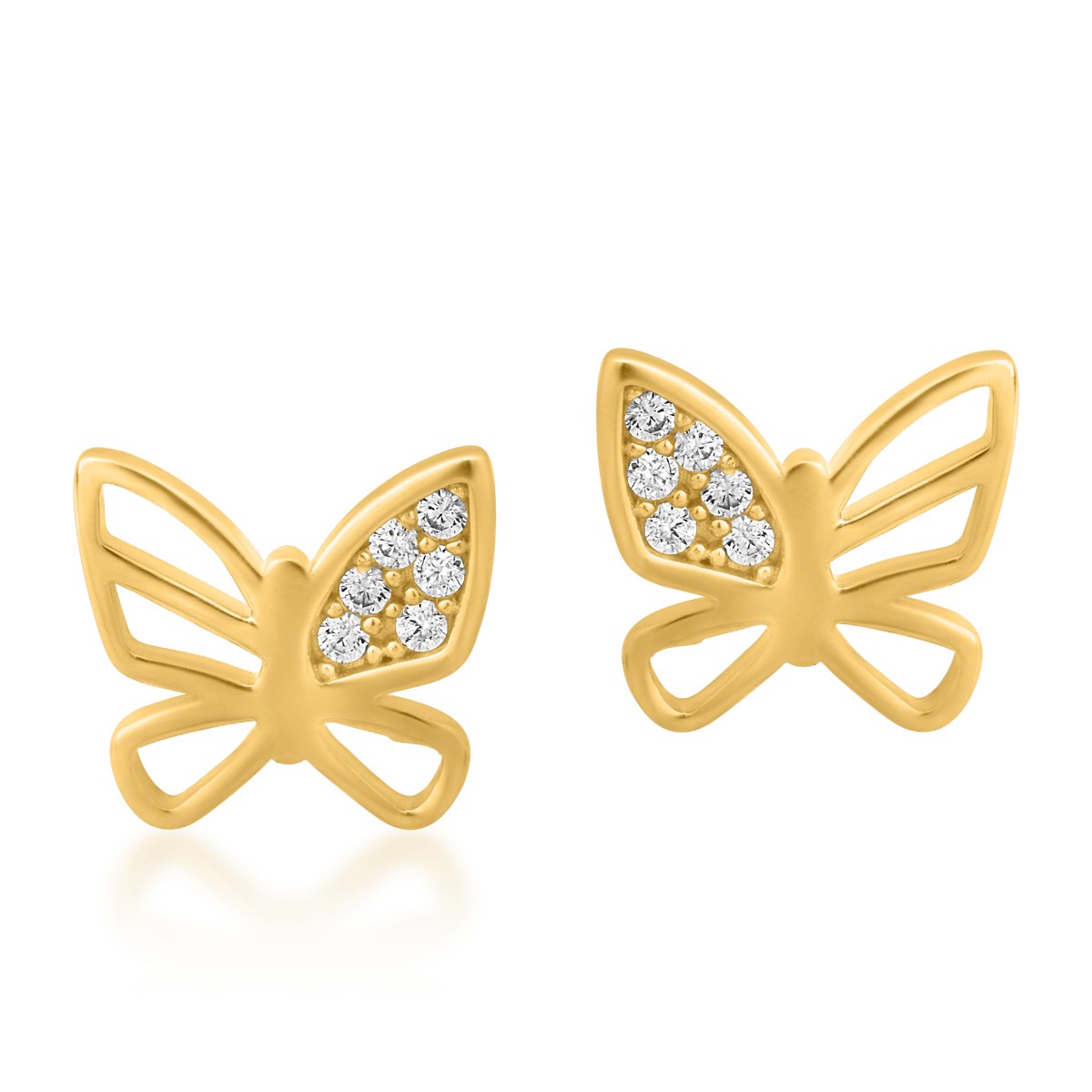 14 k sárga arany pillangók fülbevalók