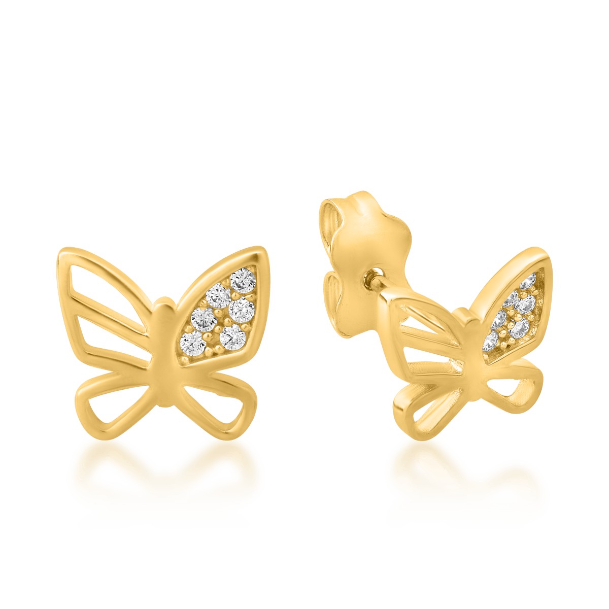 14 k sárga arany pillangók fülbevalók