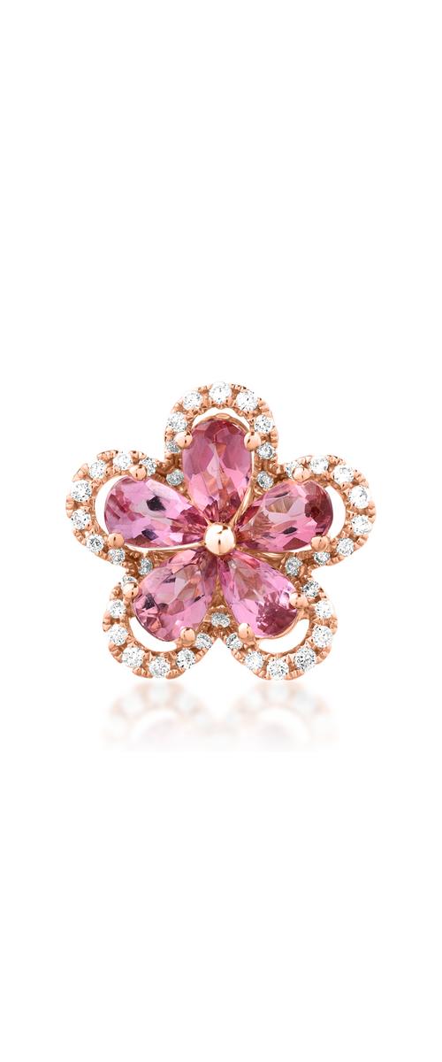 18K rose gold pendant with 0.9ct pink tourmaline and 0.15ct diamonds