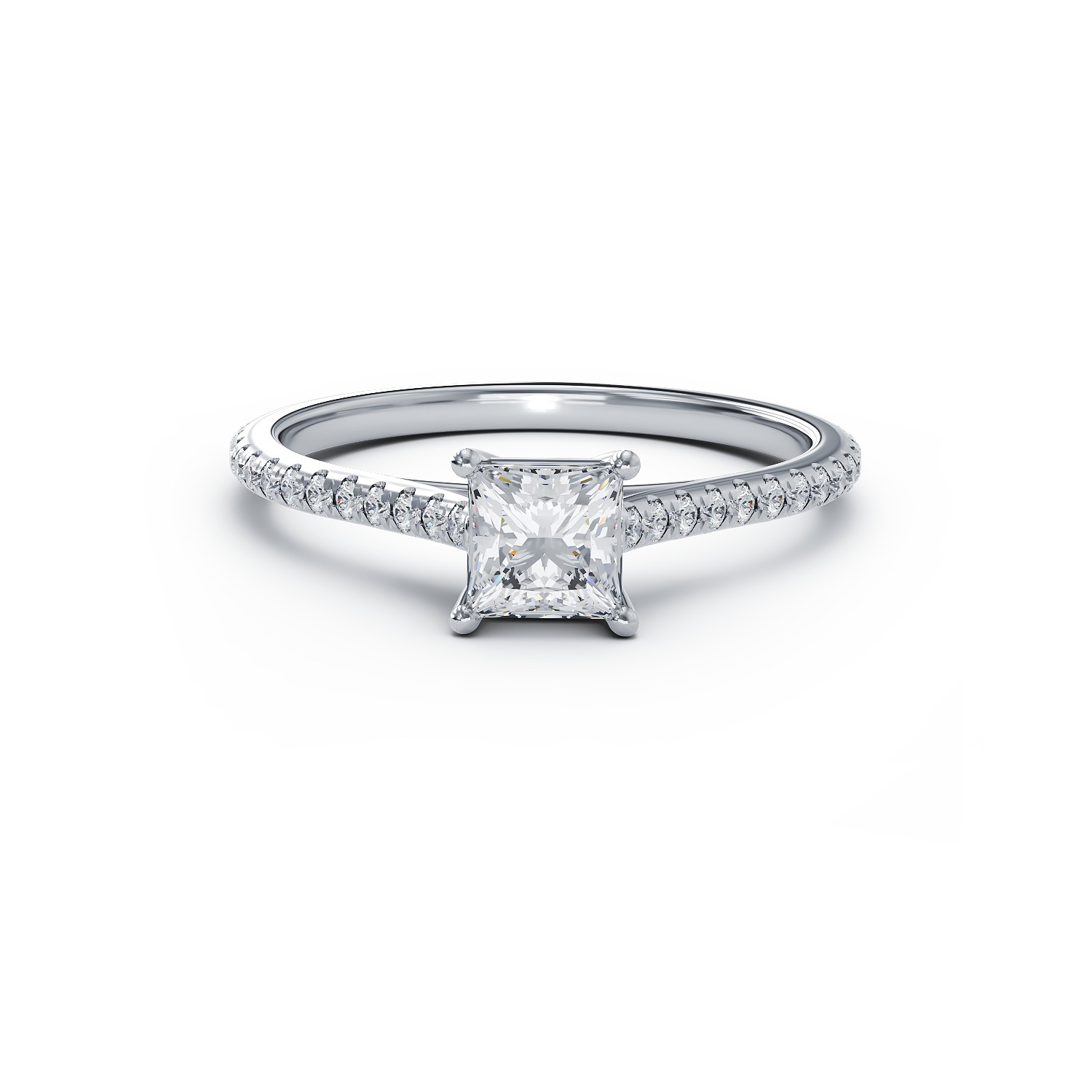 Годежен пръстен от бяло злато 18K с диамант 0.6гкт u диаманти 0.178гкт