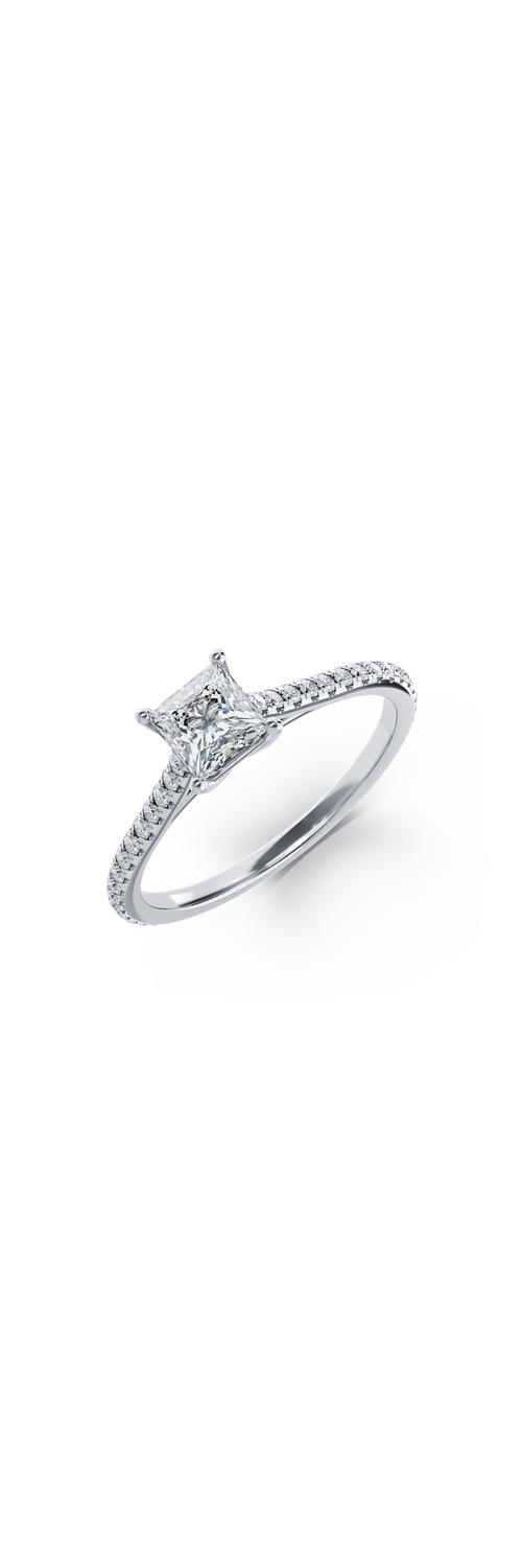 Inel de logodna din aur alb de 18K cu diamant de 0.61ct si diamante de 0.186ct
