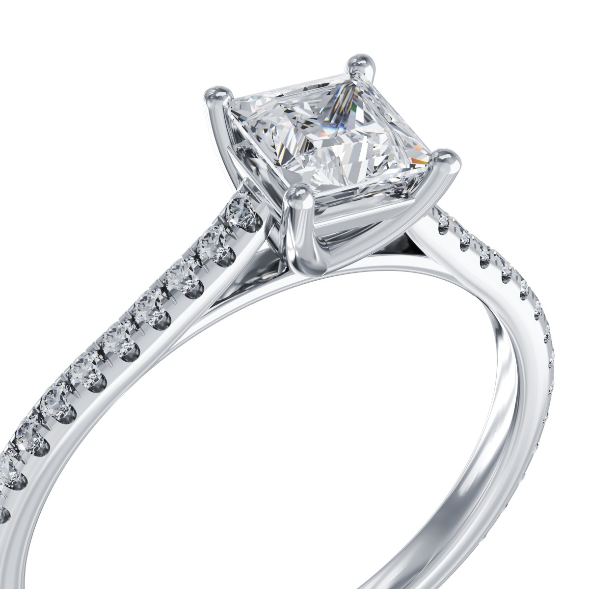 Годежен пръстен от бяло злато 18K с диамант 0.61гкт u диаманти 0.186гкт