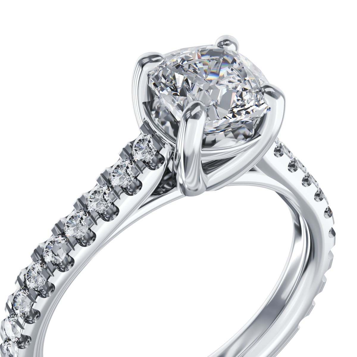 Inel de logodna din platina cu diamant de 1.2ct si diamante de 0.373ct