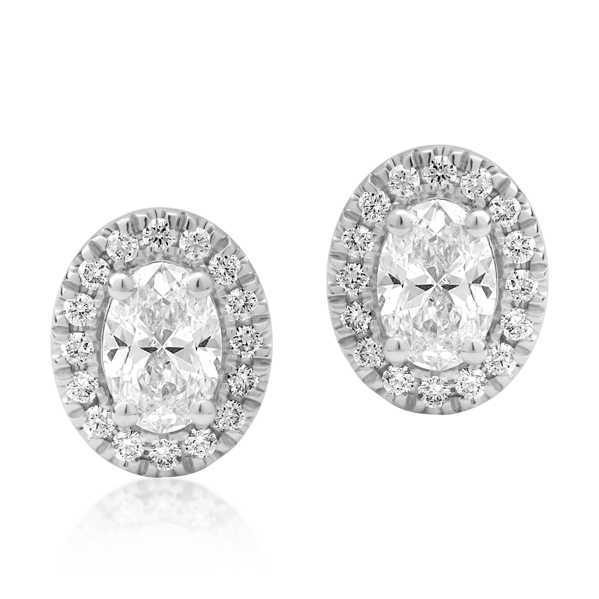 Обеци от бяло злато 18К с диаманти 0.8гкт и диаманти 0.189гкт.
