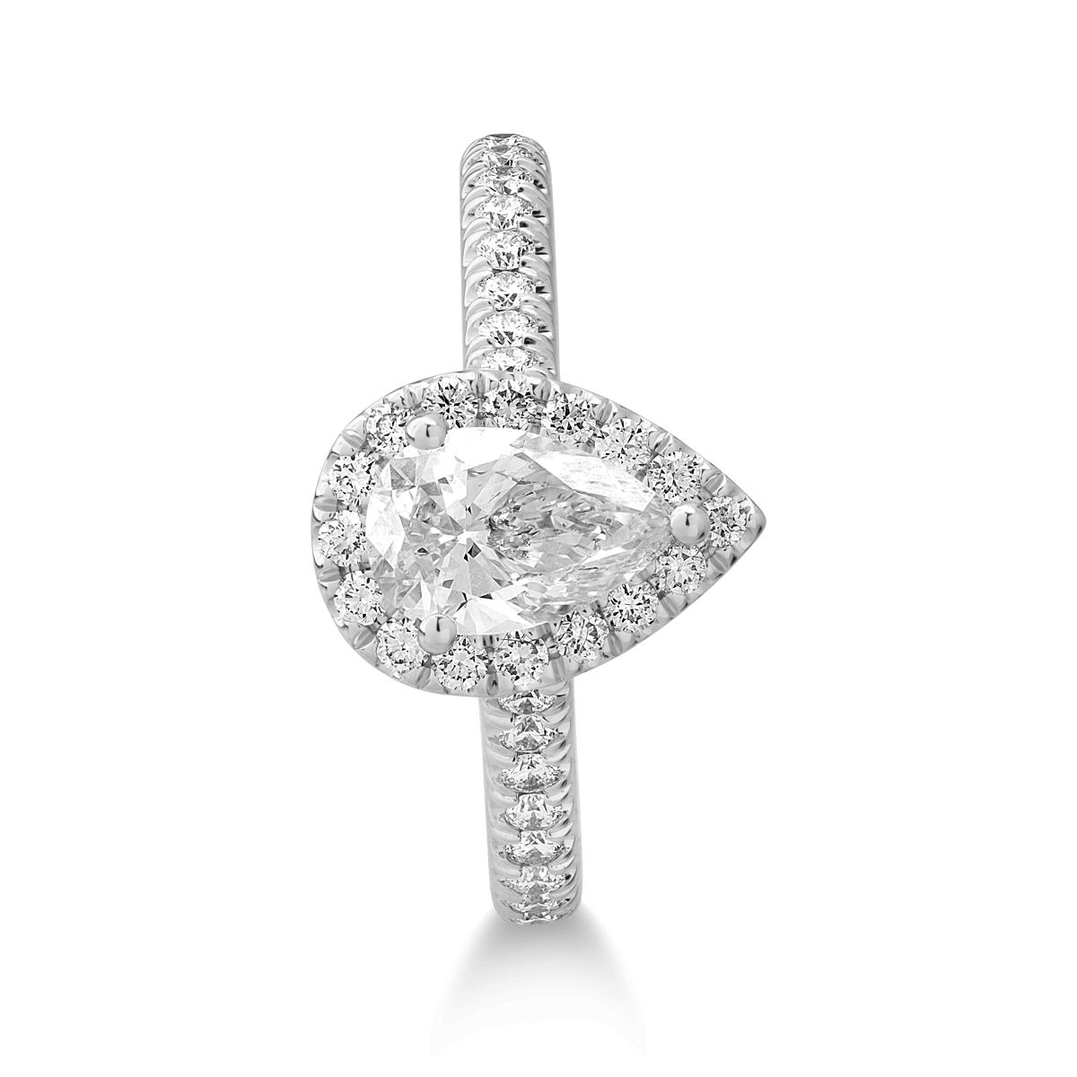 18 karátos fehérarany eljegyzési gyűrű 0.8 karátos gyémánttal és 0.48 karátos gyémántokkal