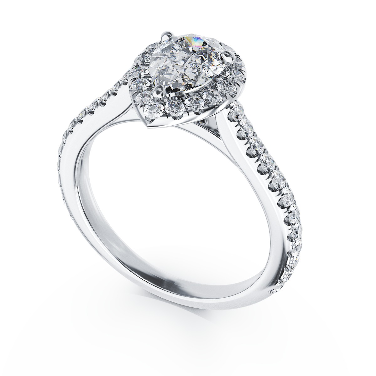 Inel de logodna din aur alb de 18K cu diamant de 0.8ct si diamante de 0.48ct