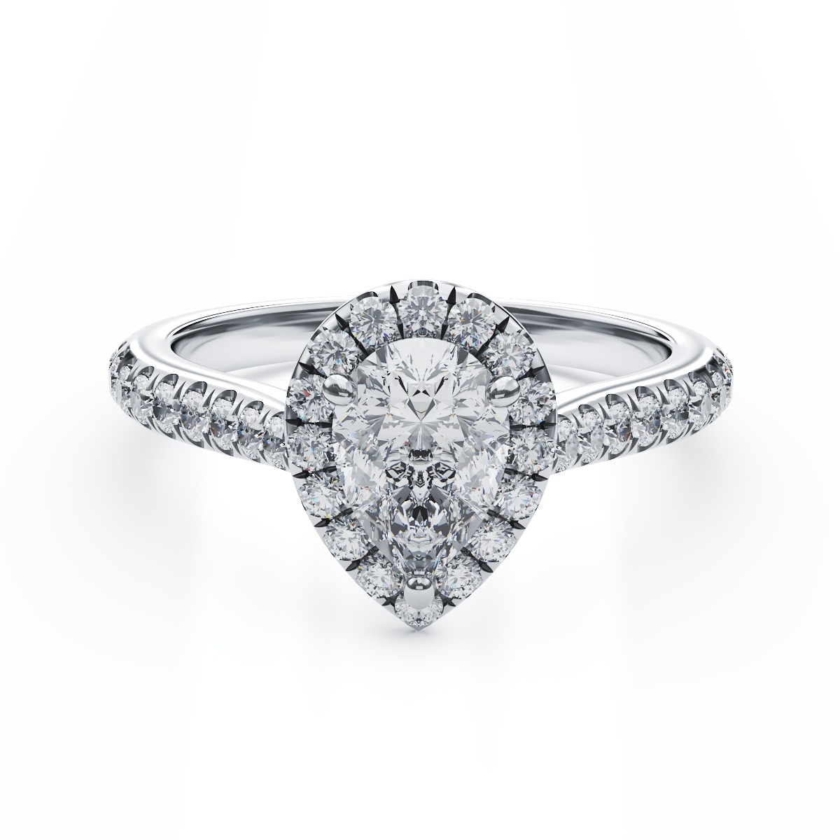 18K white gold engagement ring with 0.8ct diamond and 0.48ct diamond