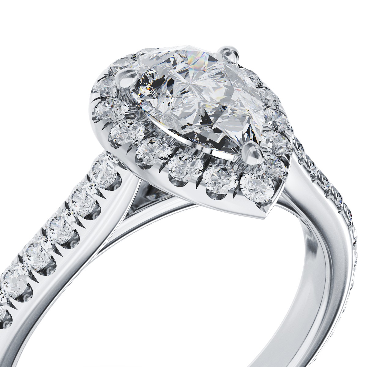 Inel de logodna din aur alb de 18K cu diamant de 0.8ct si diamante de 0.48ct