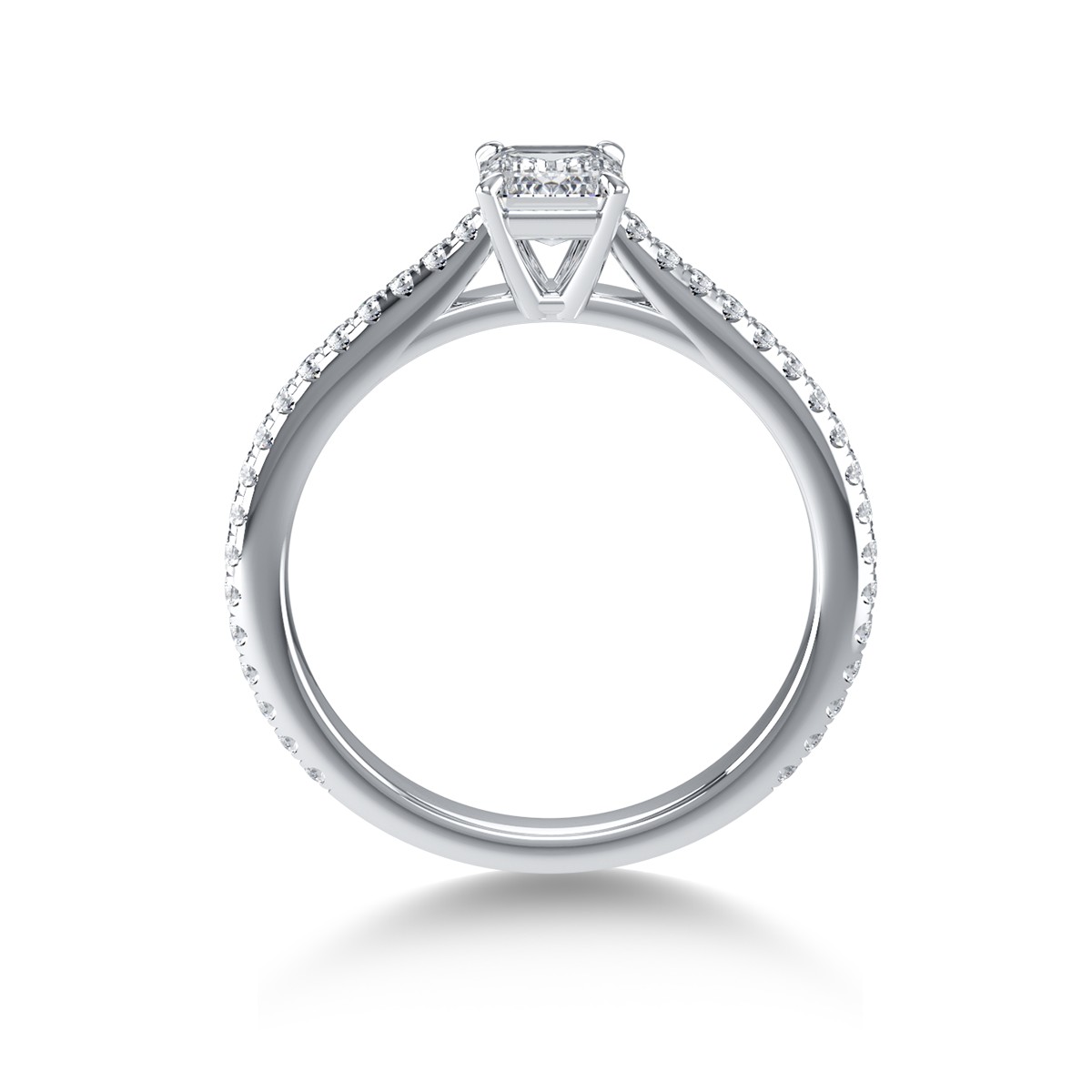 Inel de logodna din aur alb de 18K cu diamant de 1.51ct si diamante de 0.33ct
