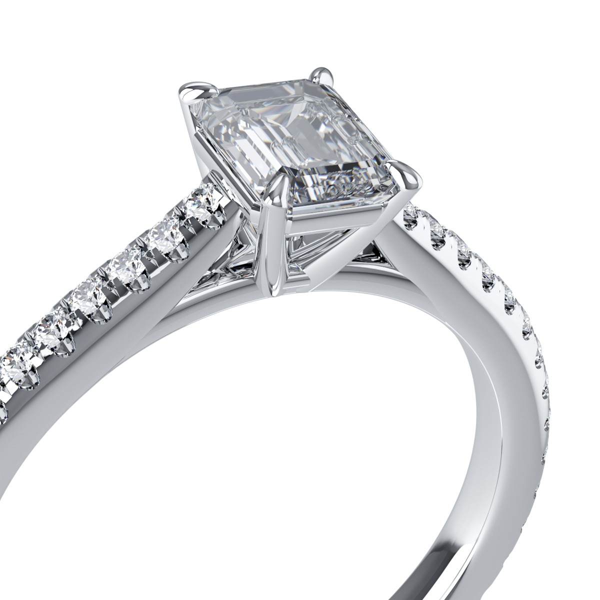 18K white gold engagement ring with 1.51ct diamond and 0.33ct diamonds