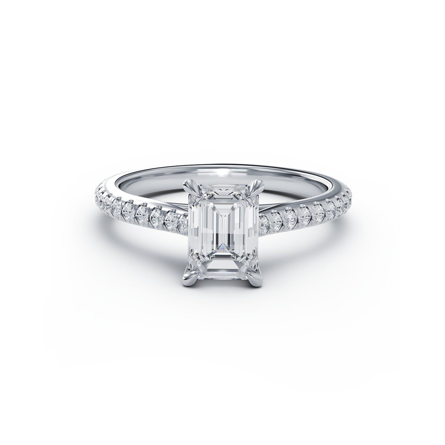 Inel de logodna din aur alb de 18K cu diamant de 1.2ct si diamante de 0.286ct