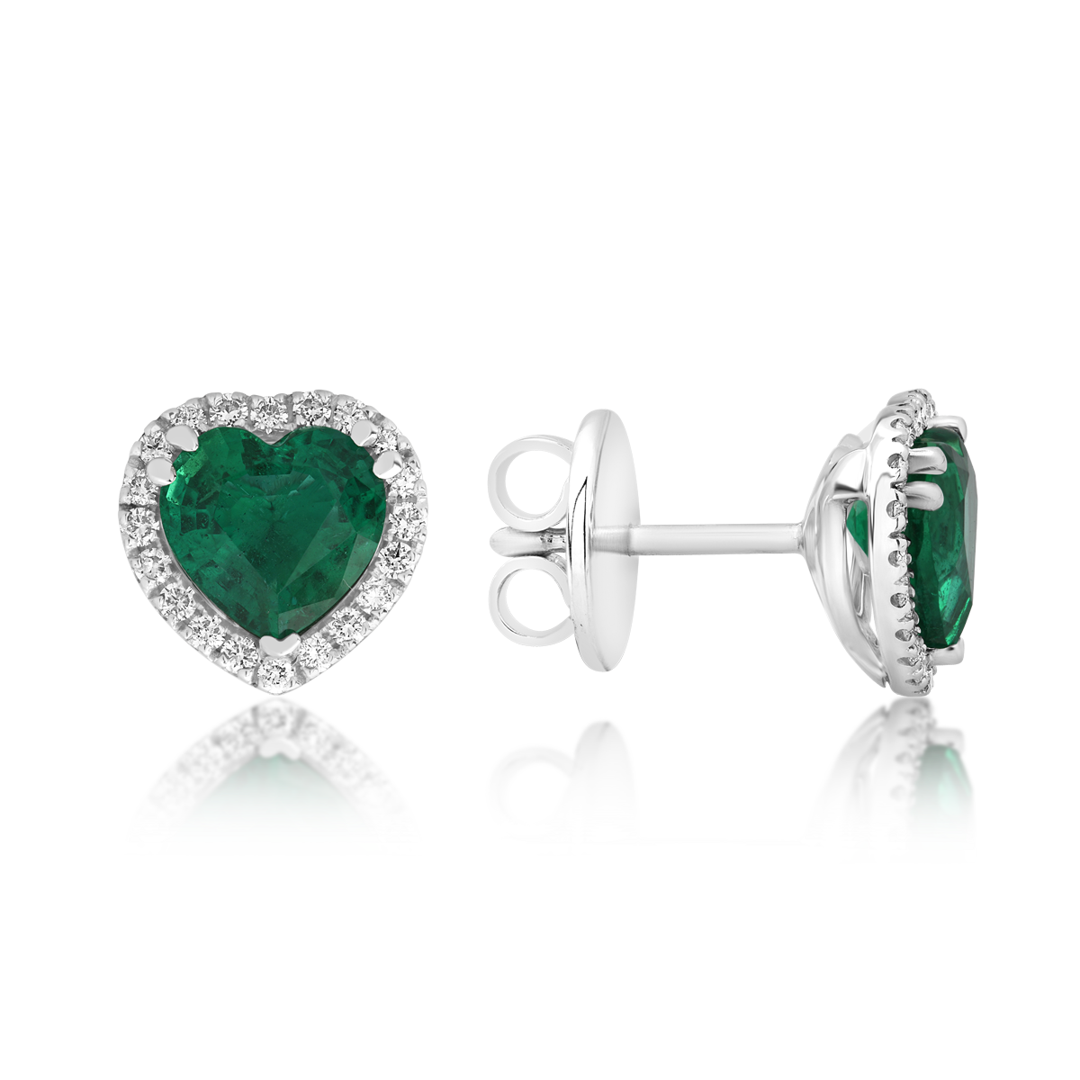 18K fehérarany fülbevaló 1.64ct smaragddal és 0.28ct gyémánttal