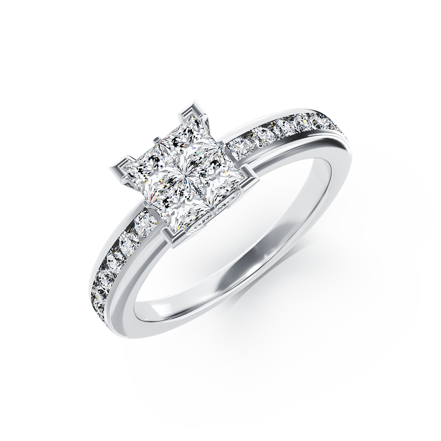 Inel de logodna din aur alb de 18K cu diamante de 0.75ct 0.75ct poza noua reduceri 2022