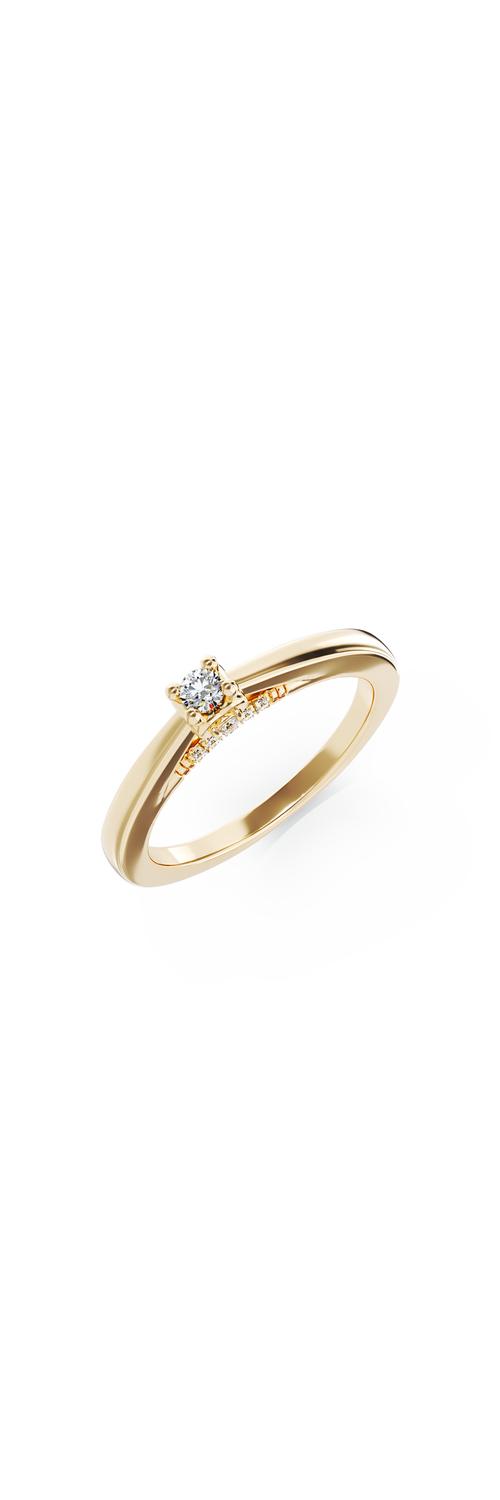 Inel de logodna din aur galben de 18K cu diamant de 0.07ct si diamante de 0.09ct