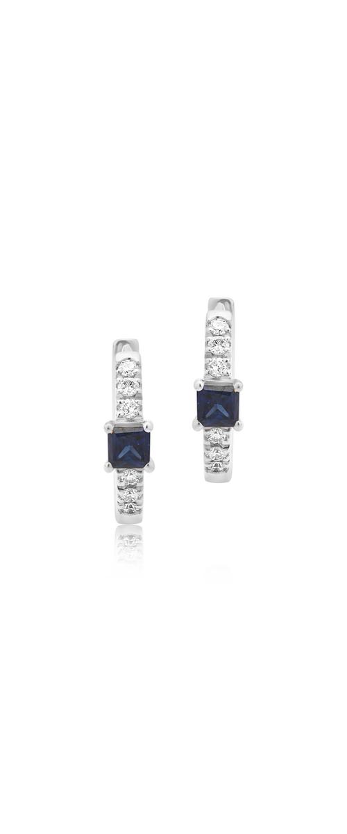 18K white gold earrings with 0.15ct sapphires and 0.06ct diamonds