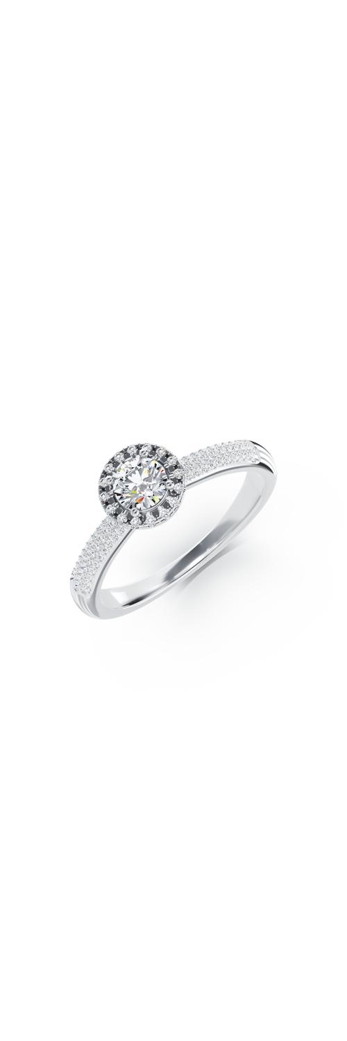 Годежен пръстен от 18K бяло злато с 0.29ct диамант и 0.42ct диаманти