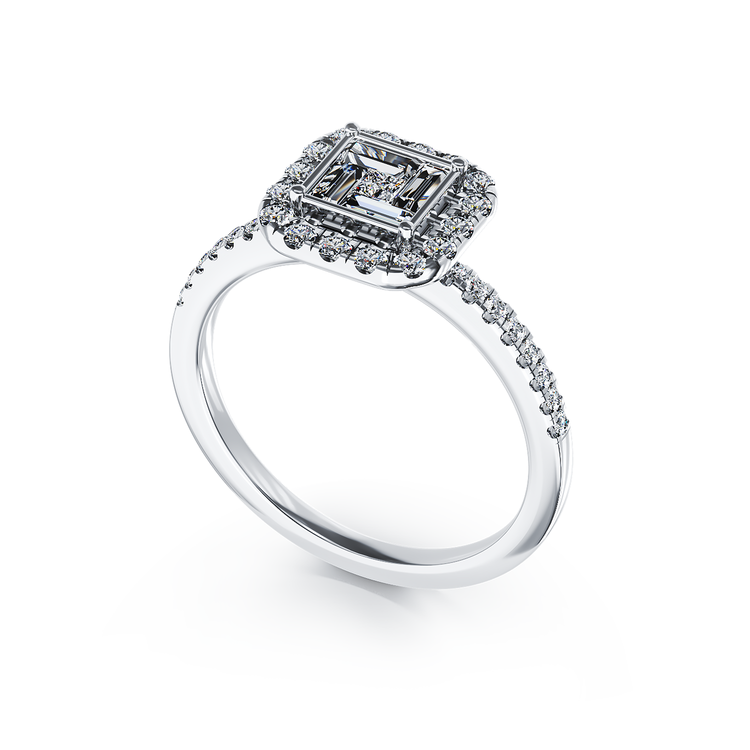 Poze Inel de logodna din aur alb de 18K cu diamante de 0.44ct