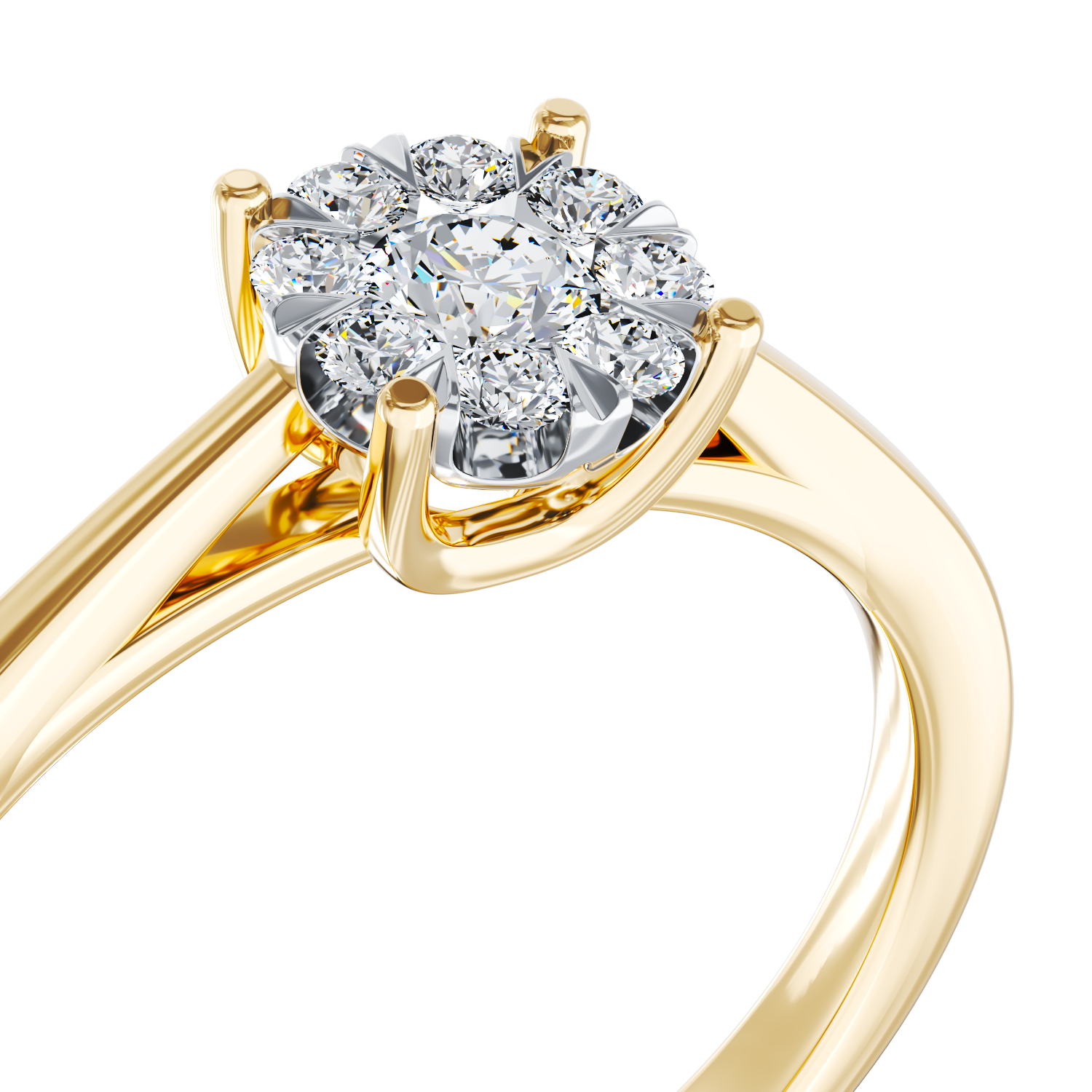 18K yellow gold engagement ring with 0.255ct diamonds