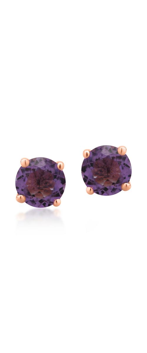 14K rose gold earrings with amethysts of 0.999ct