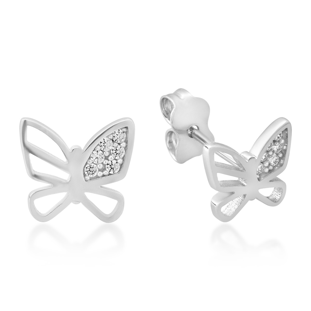 14 k fehér arany pillangók fülbevalók