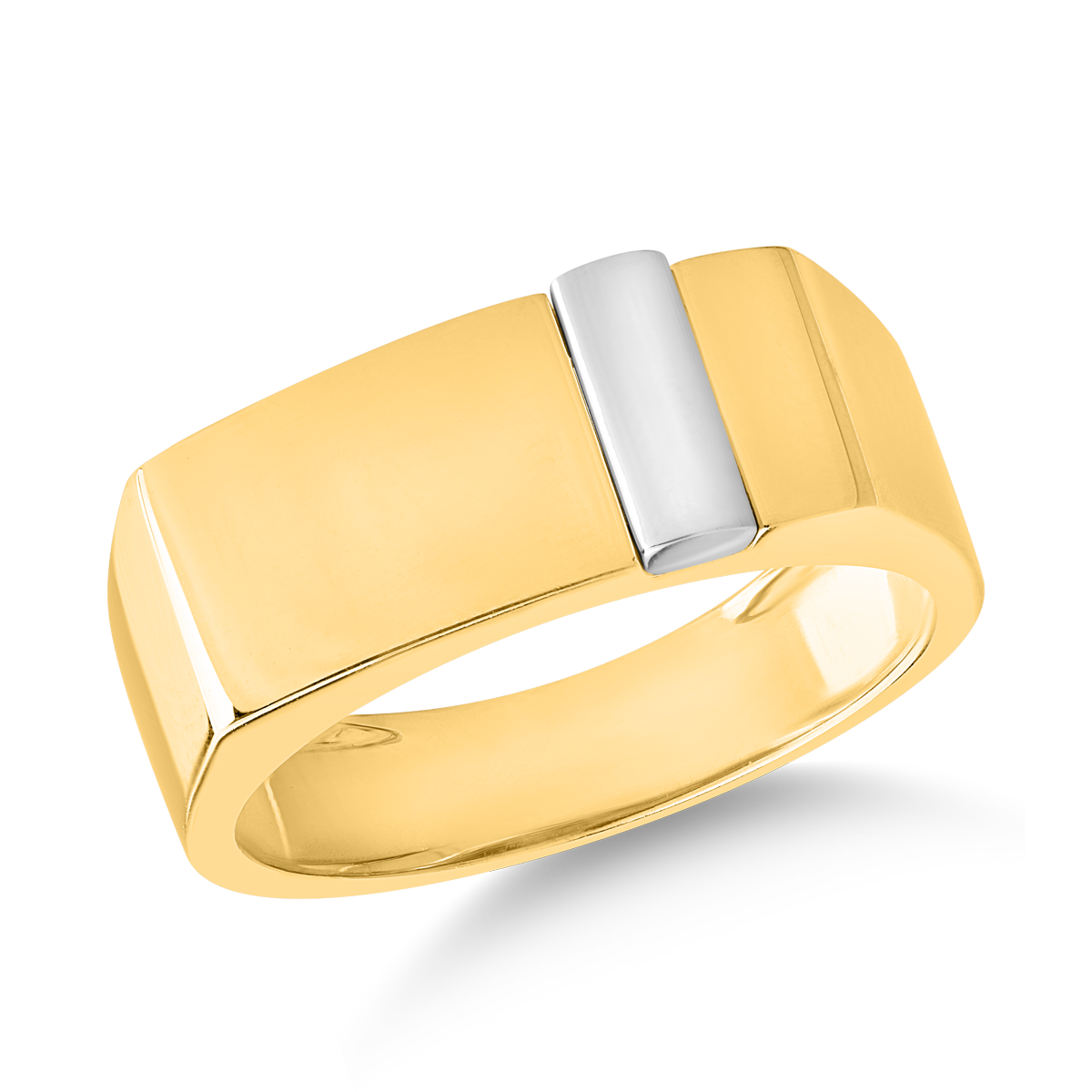 Inel pentru barbati din aur alb-galben de 14K 14K