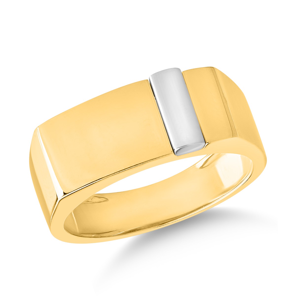 Жълт мъжки пръстен от бяло злато 14K
