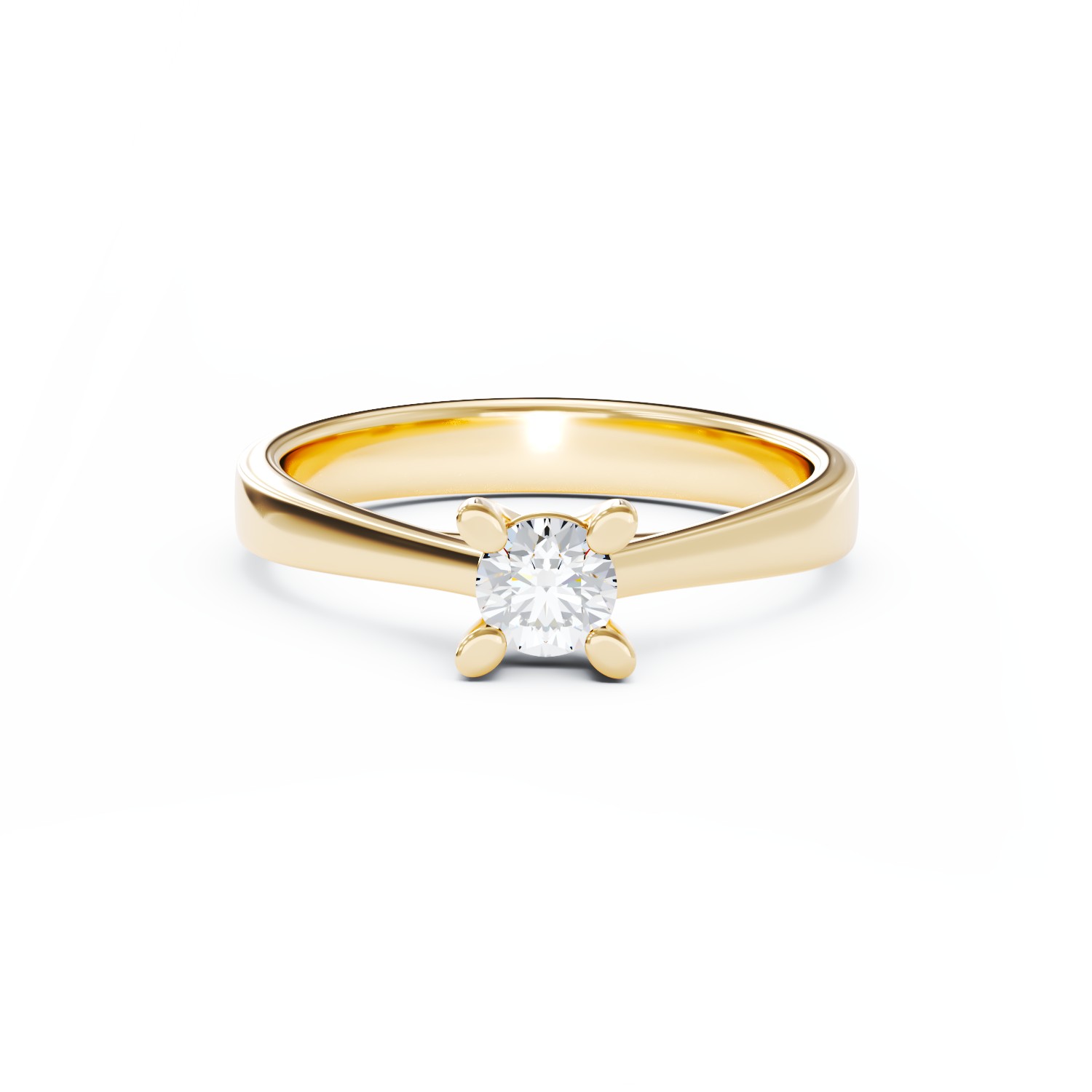 Годежен пръстен от 18K жълто злато с диамант пасианс 0.3ct