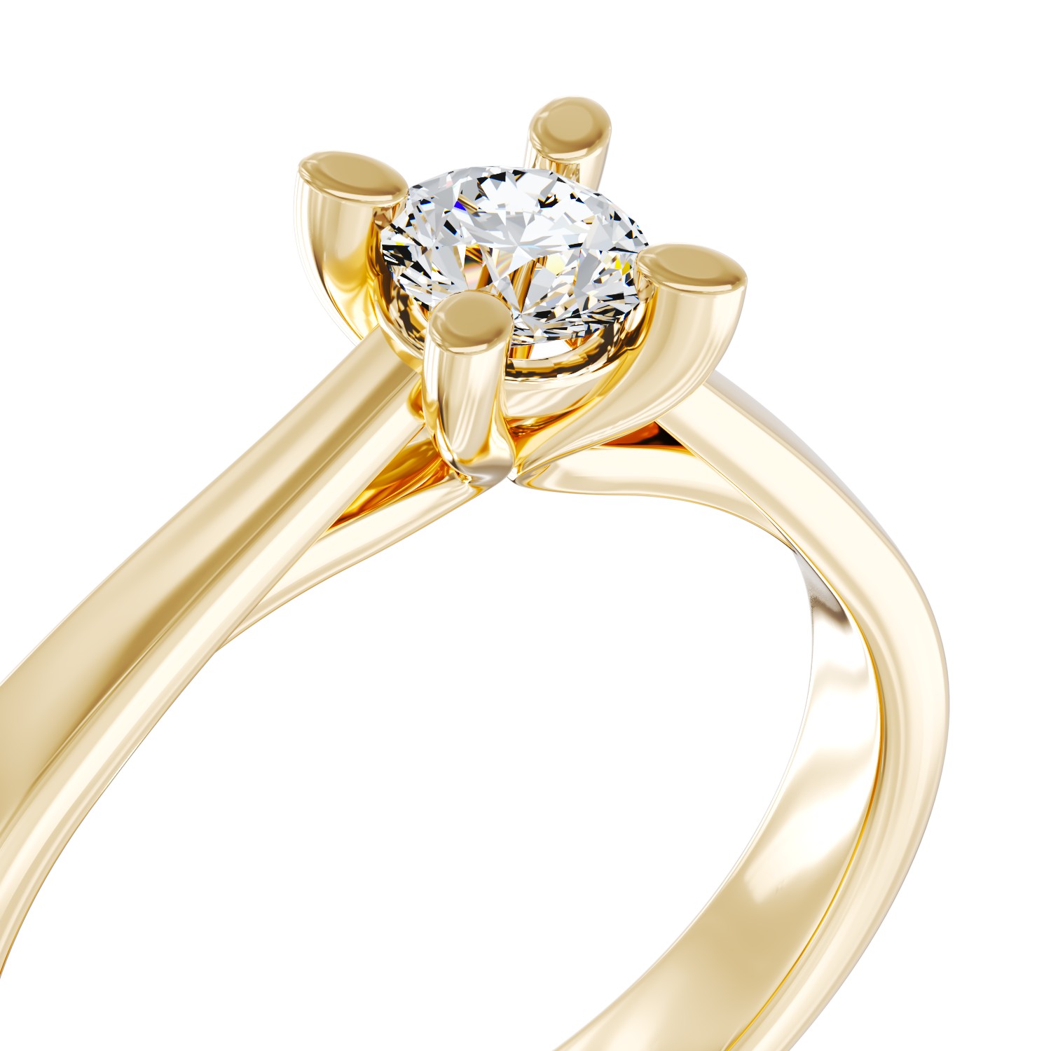 Pierścionek zaręczynowy z żółtego 18K złota z 0.3ct diamentem w pasjansie