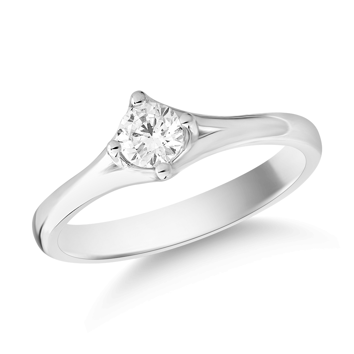 Inel de logodna din aur alb de 18K cu diamant solitaire de 0.3ct