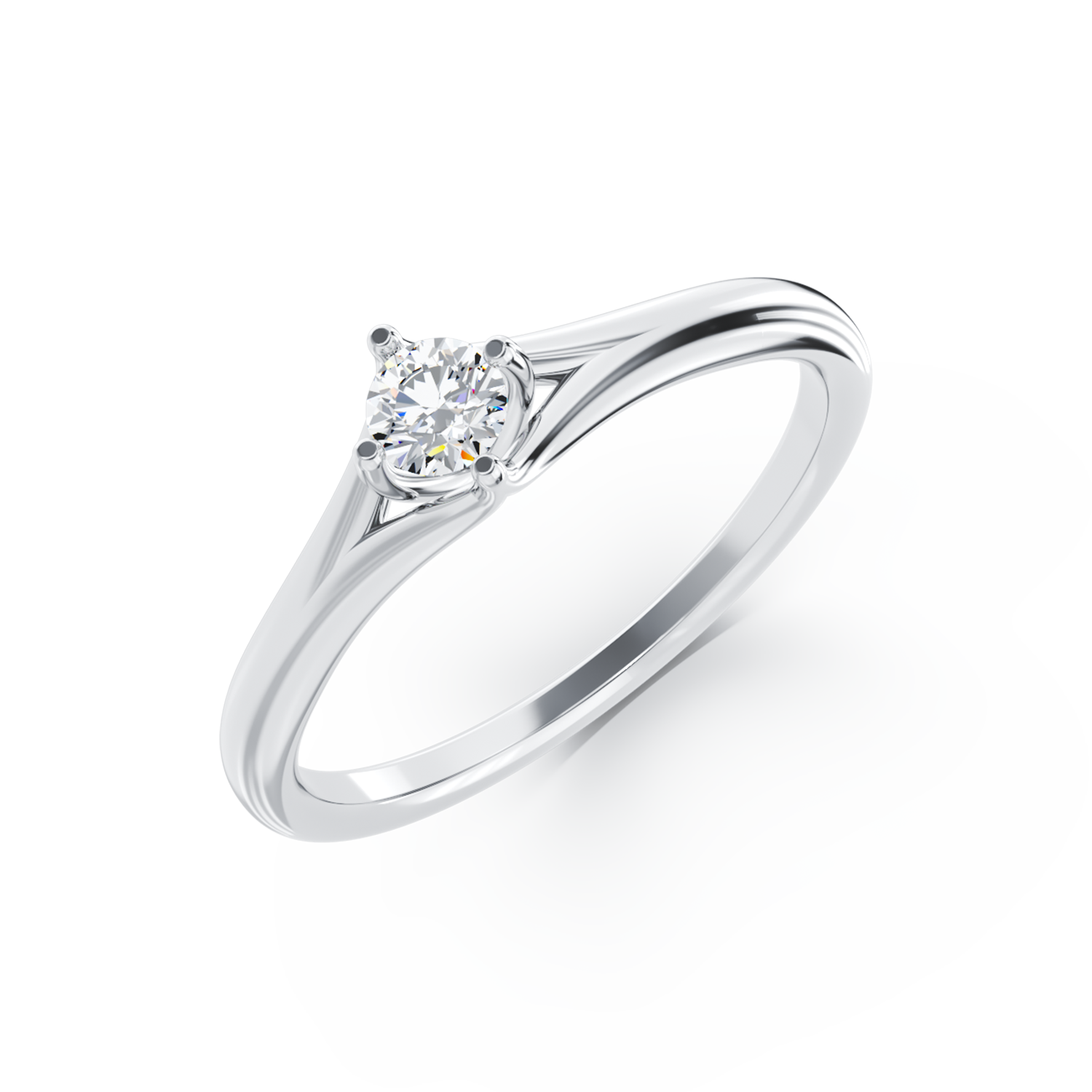 Poze Inel de logodna din aur alb de 18K cu un diamant solitaire de 0.3ct
