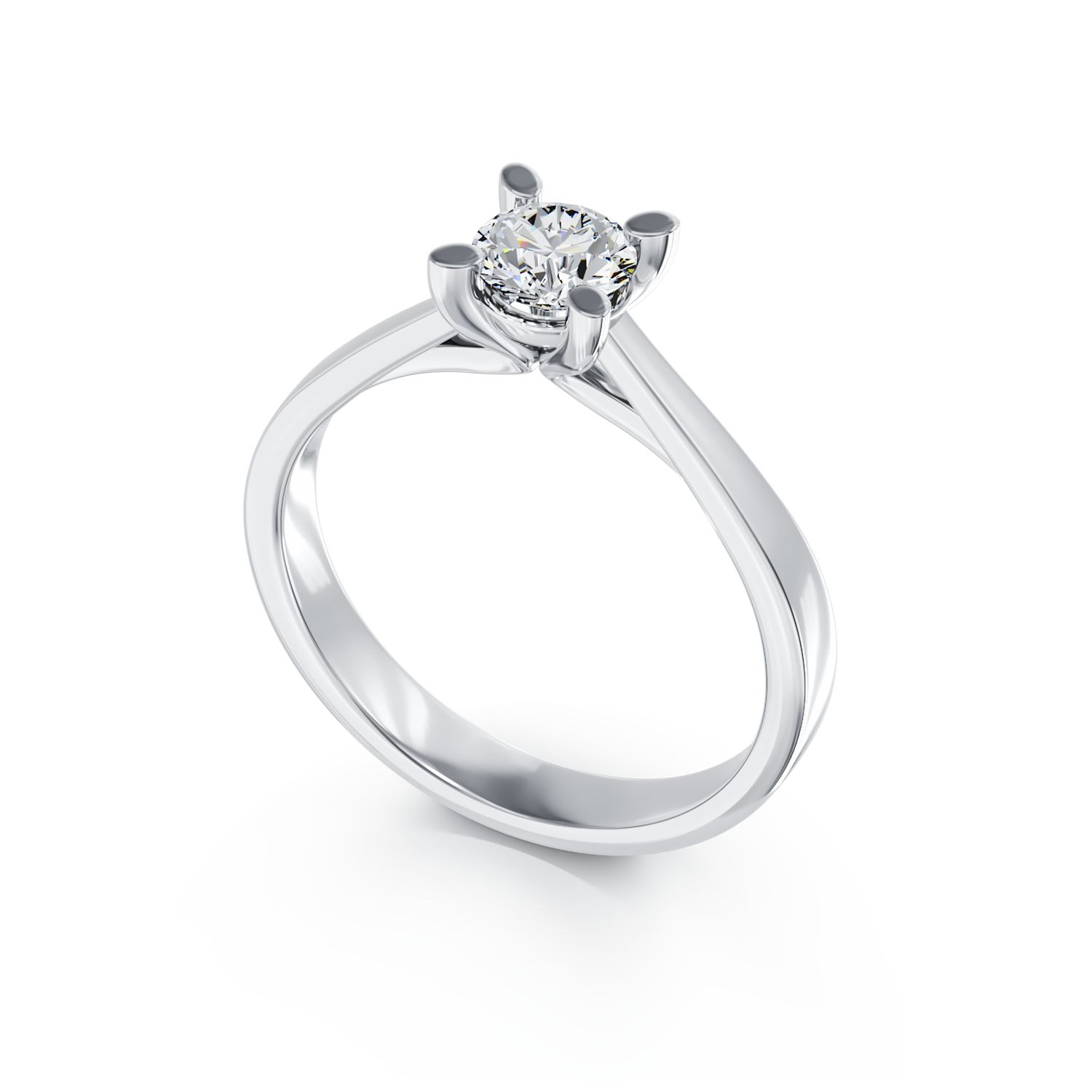 Poze Inel de logodna din aur alb de 18K cu un diamant solitaire de 0.5ct