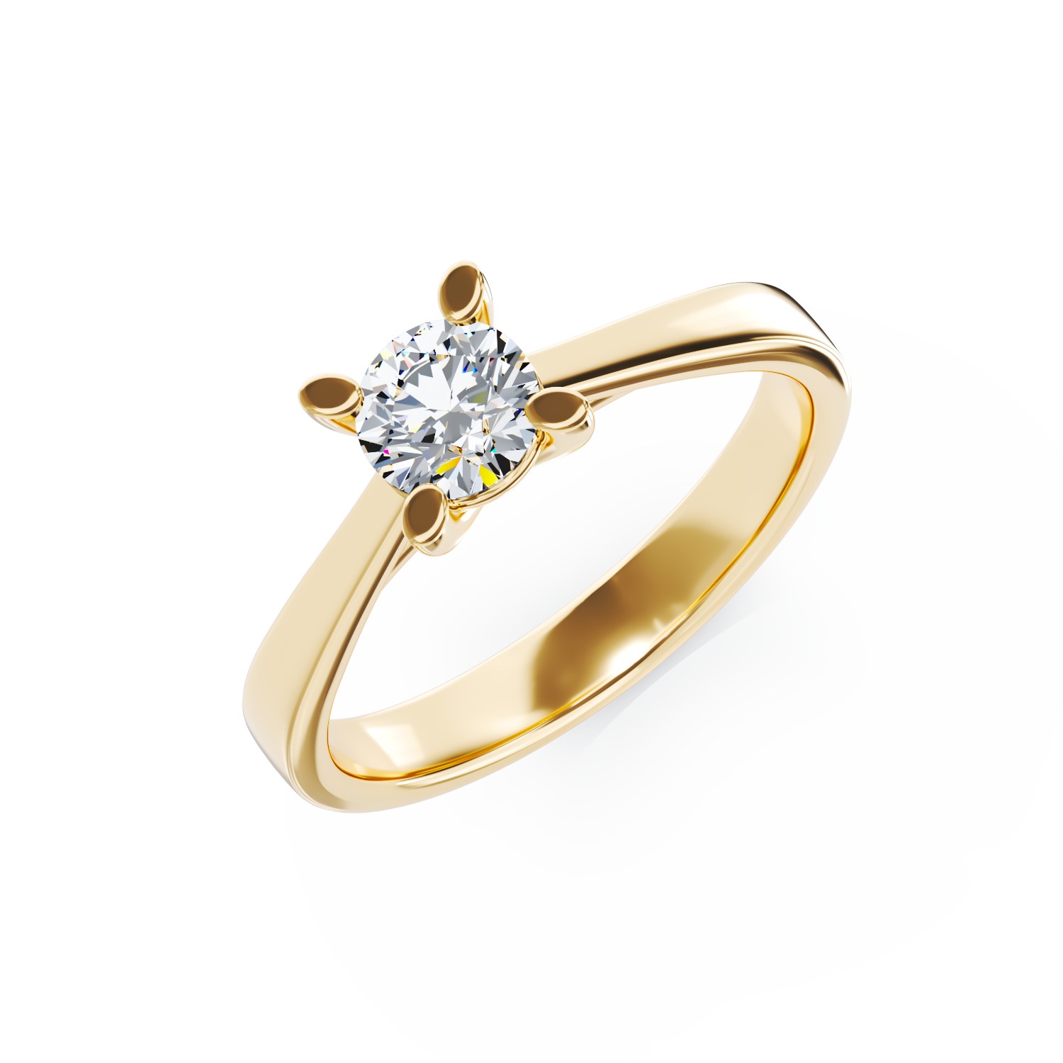 Inel de logodna din aur galben de 18K cu un diamant solitaire de 0.5ct