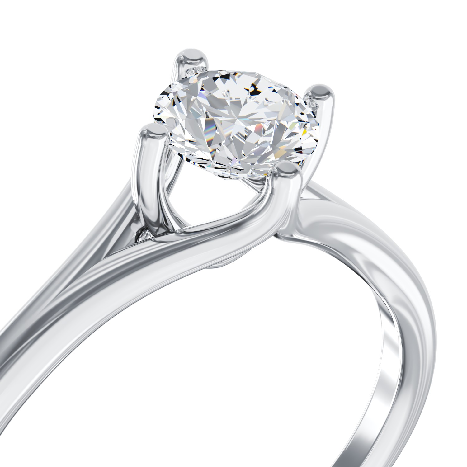 18K fehérarany eljegyzési gyűrű 0.5ct szoliter gyémánttal