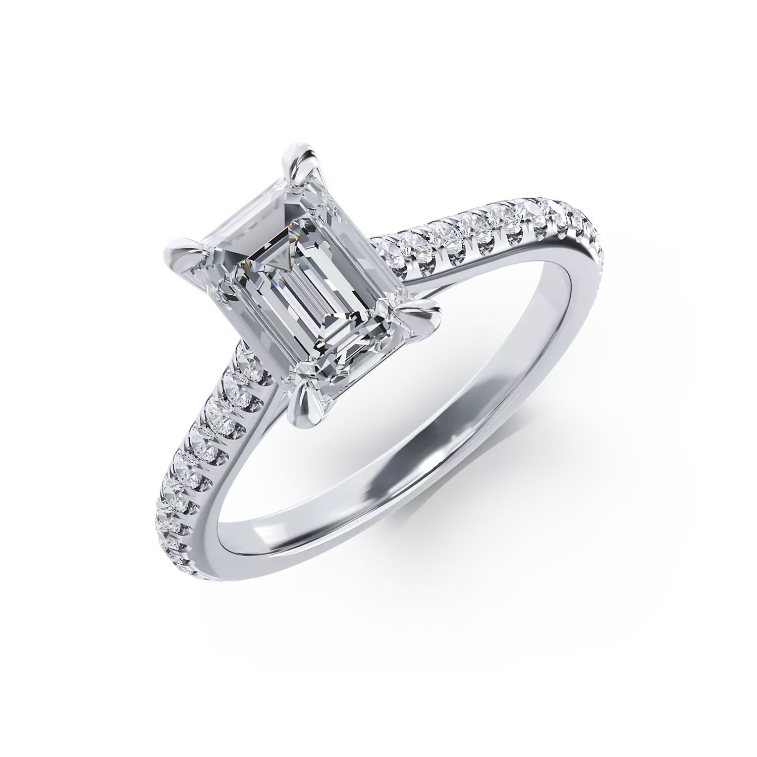 18K fehér arany eljegyzési gyűrű 1.5ct gyémánttal és 0.33ct gyémántokkal
