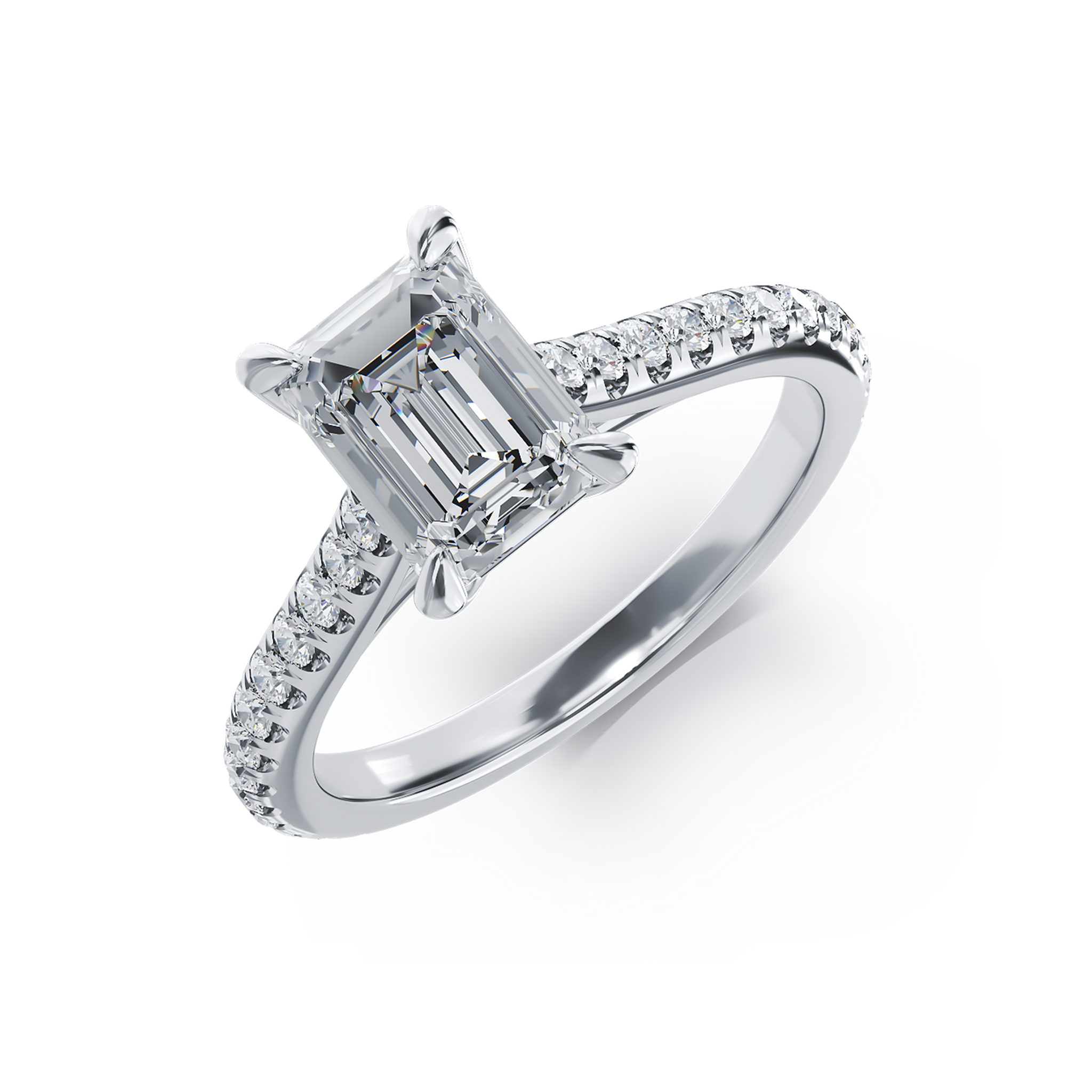 Pierścionek zaręczynowy z 18K białego złota z 1.5ct diamentem i 0.33ct diamentem