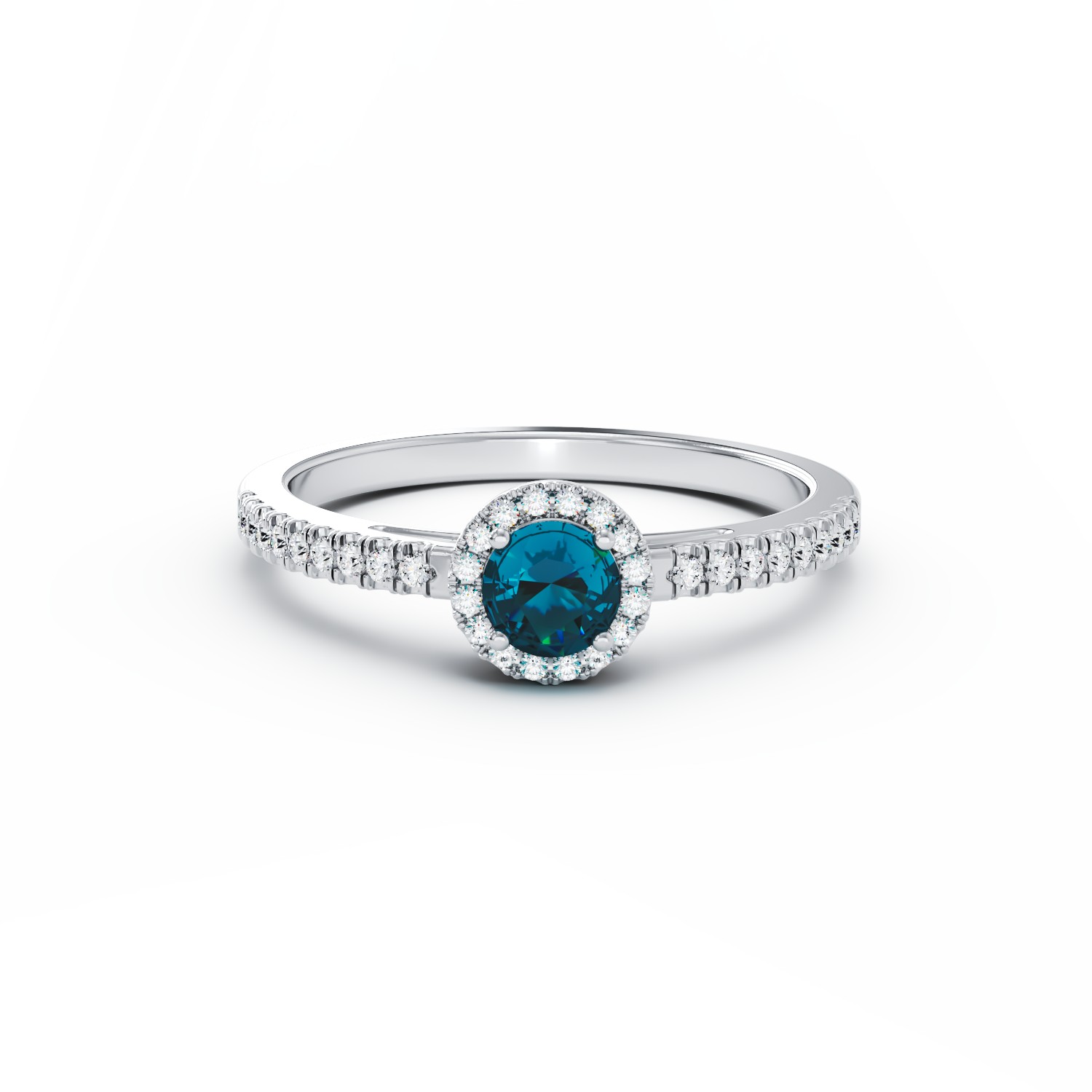 18K fehérarany eljegyzési gyűrű 0.22kt kék gyémántokkal és 0.18K tiszta gyémántokkal
