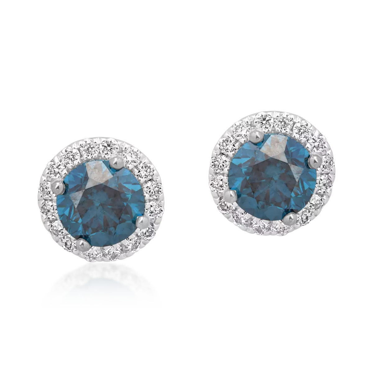 18K fehérarany fülbevaló 0.39kt kék gyémántokkal és 0.09kt tiszta gyémántokkal