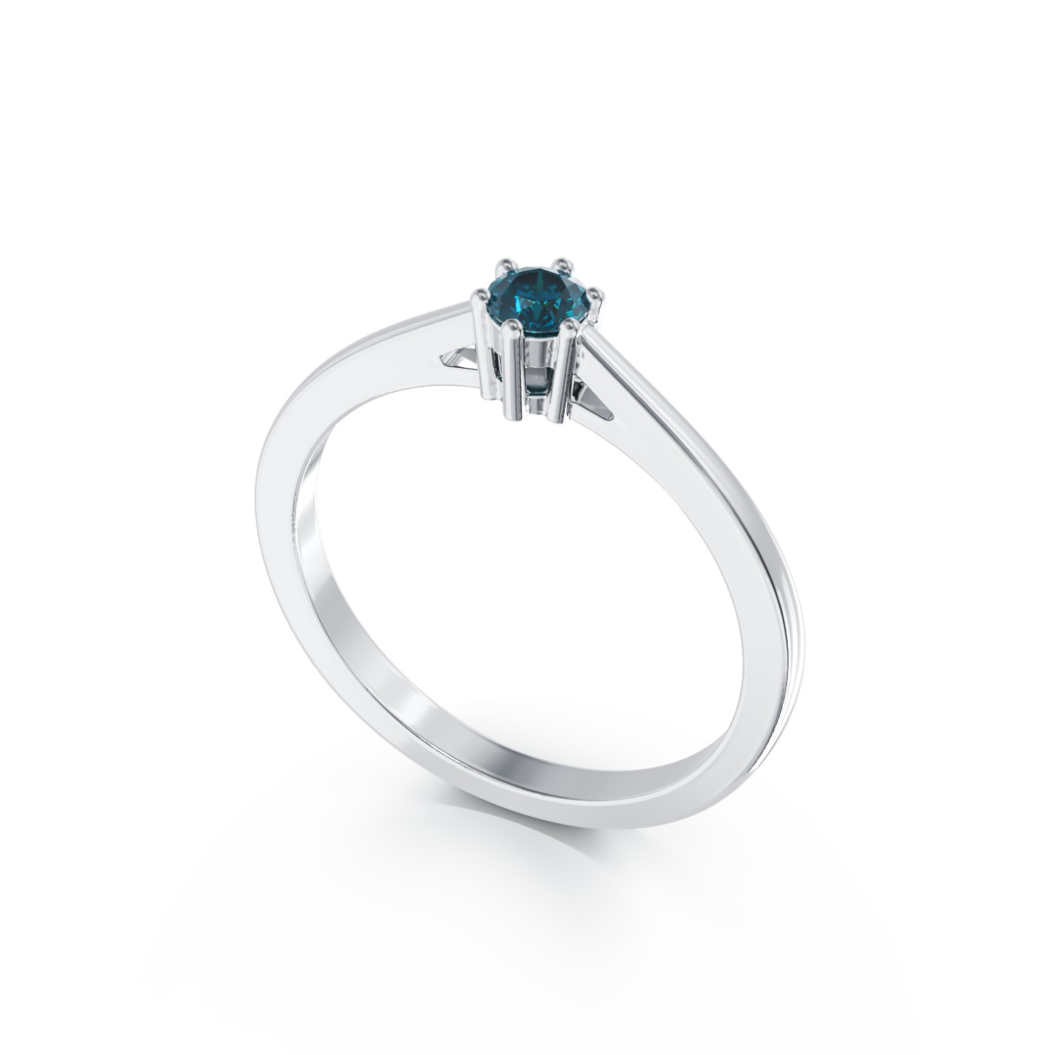 Inel de logodna din aur alb de 18K cu diamant albastru de 0.21ct