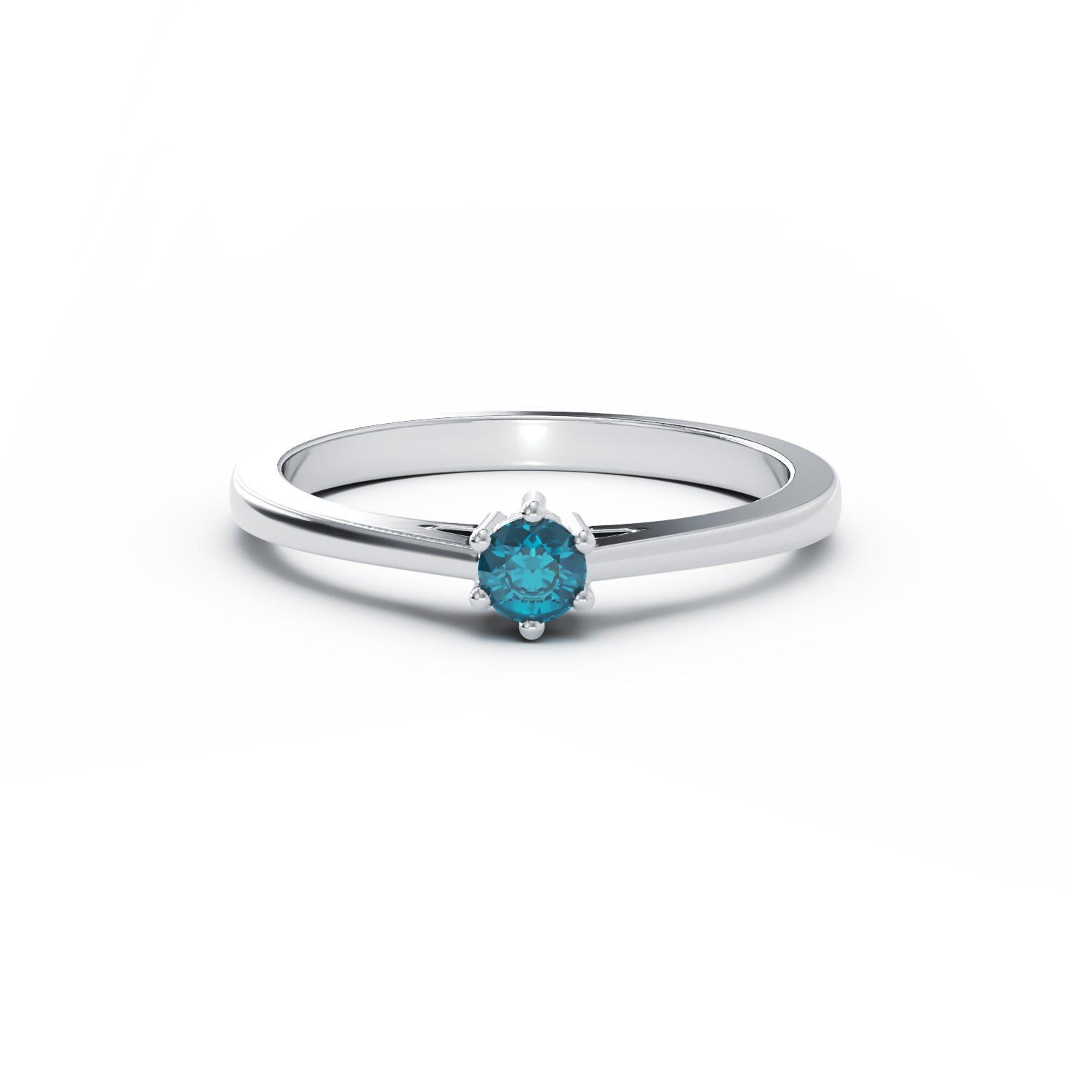Годежен пръстен от бяло злато 18K със син диамант 0.21ct