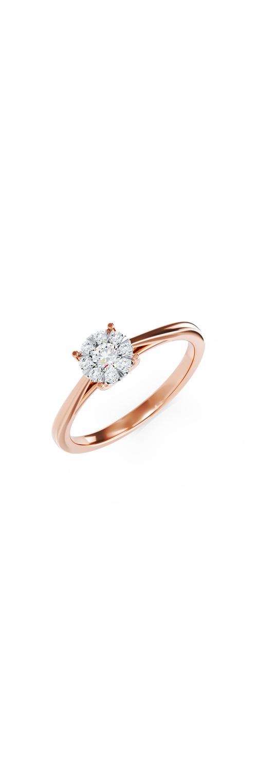 Inel de logodna din aur roz de 18K cu diamante de 0.15ct