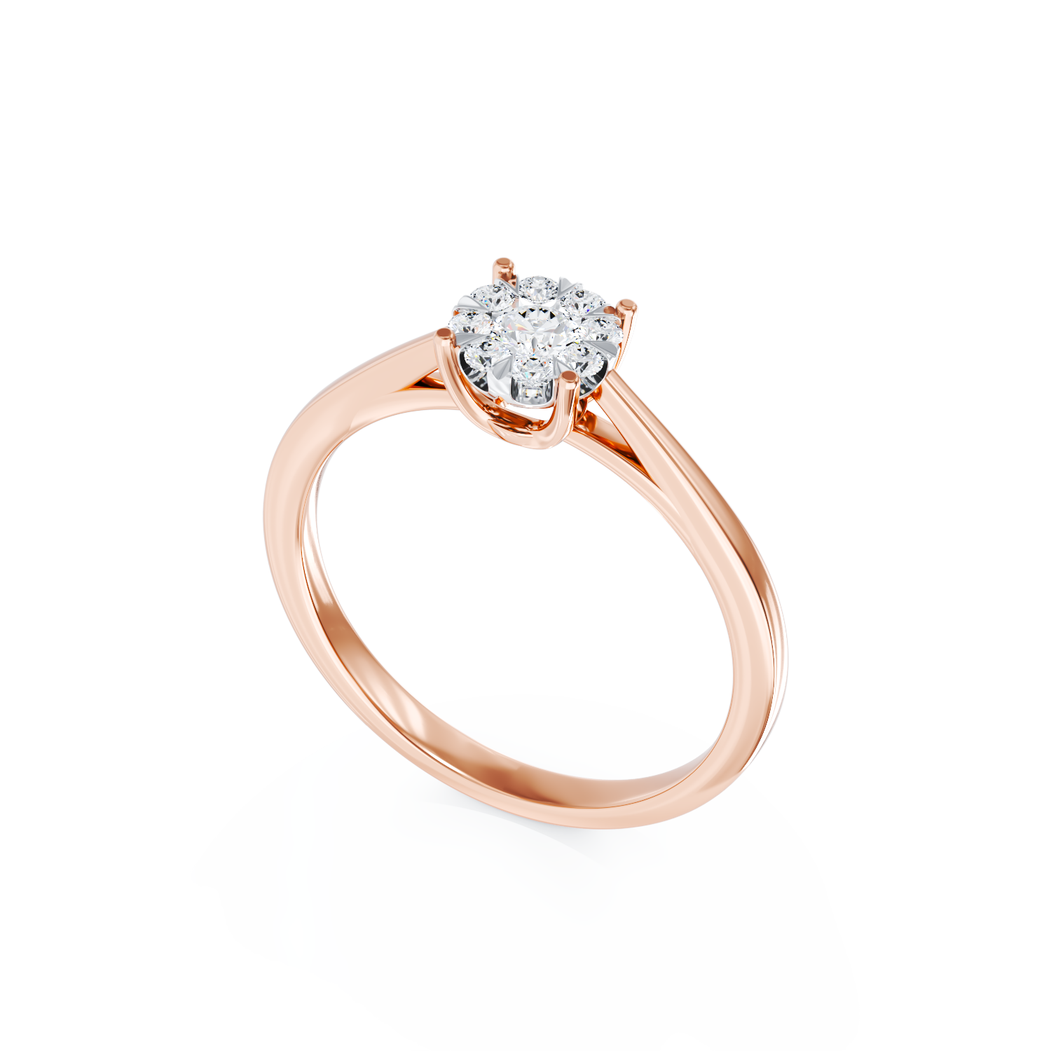 Poze Inel de logodna din aur roz de 18K cu diamante de 0.15ct