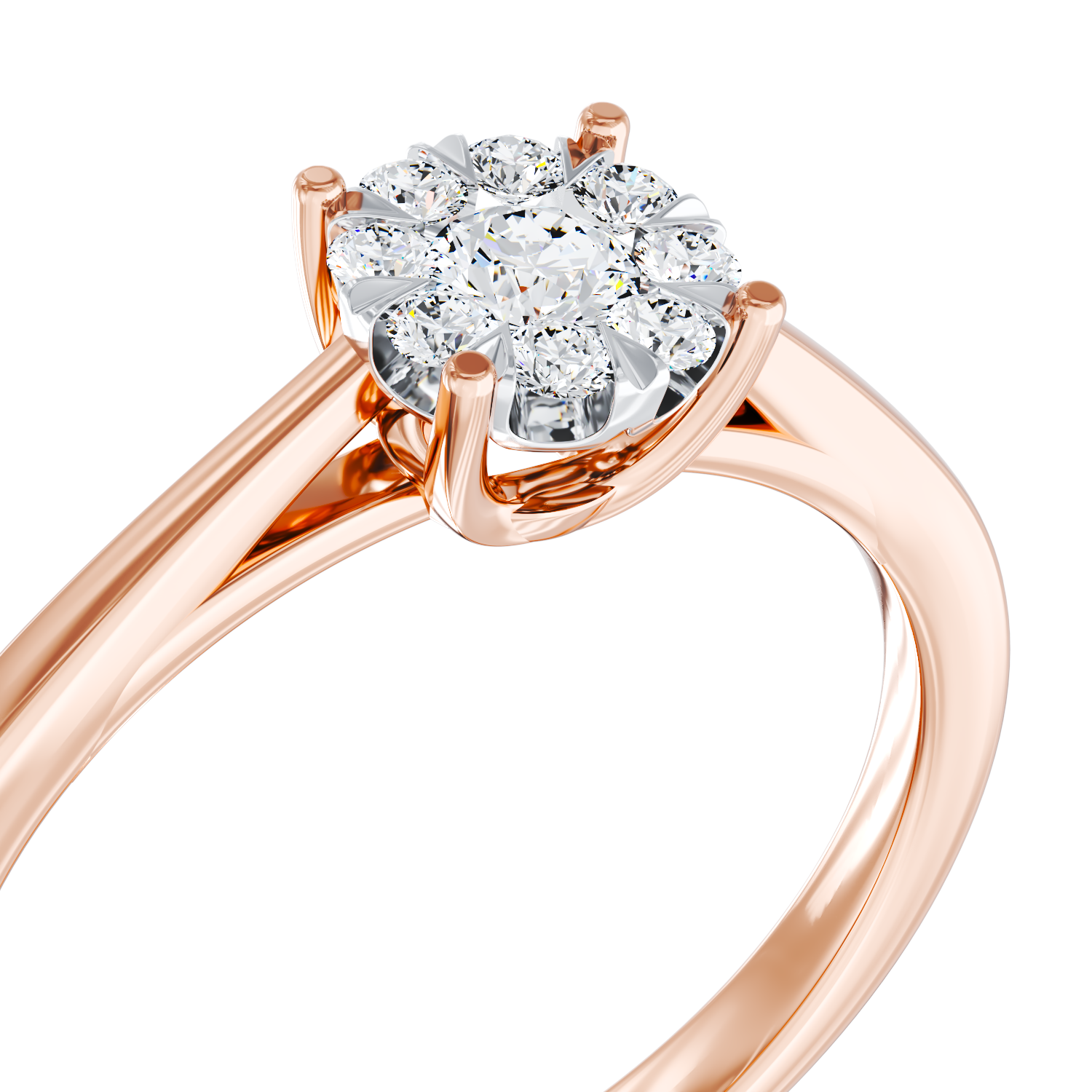 Poze Inel de logodna din aur roz de 18K cu diamante de 0.15ct