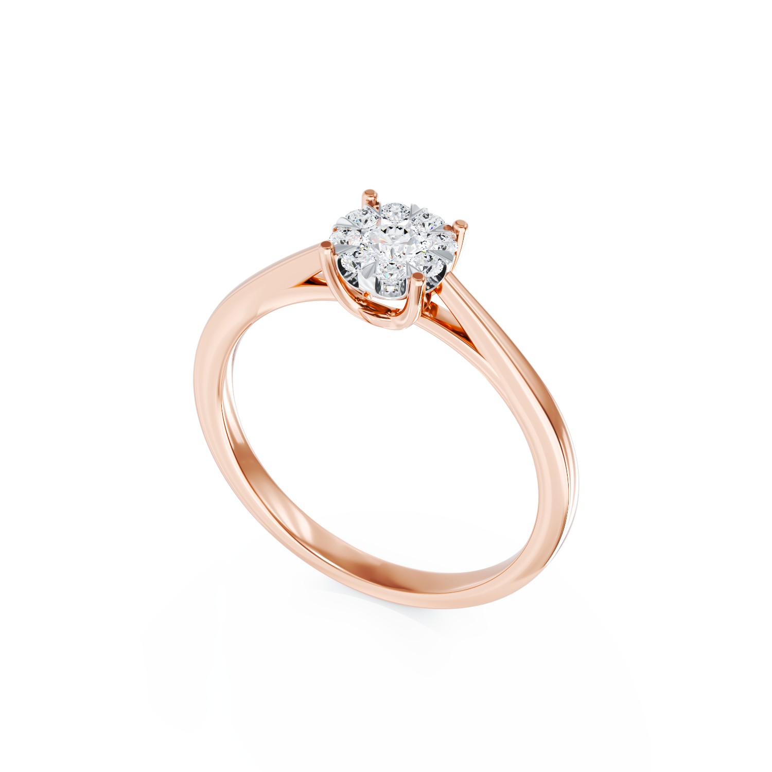 Inel de logodna din aur roz de 18K cu diamante de 0.255ct