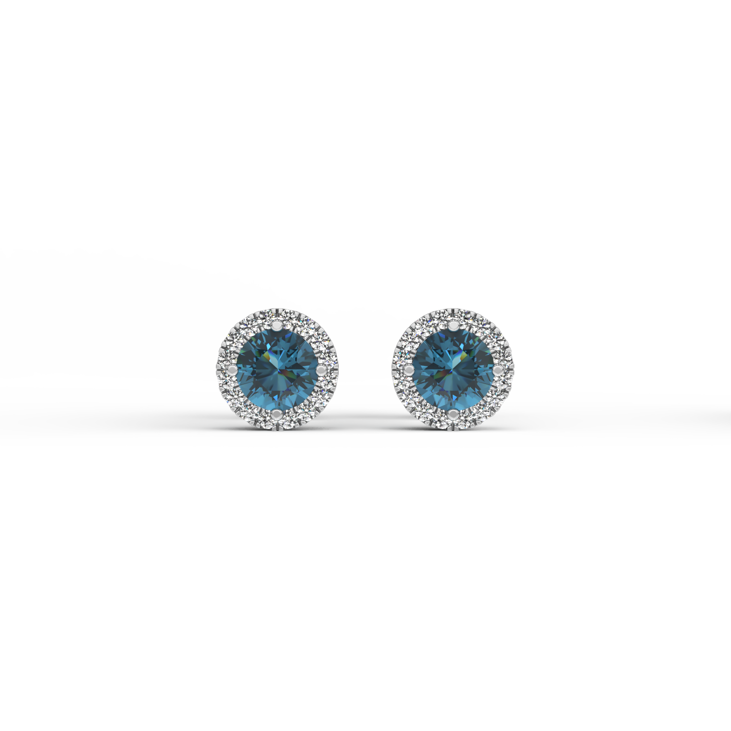 18K white gold earrings with 1.02ct blue diamonds and 0.15ct clear diamonds