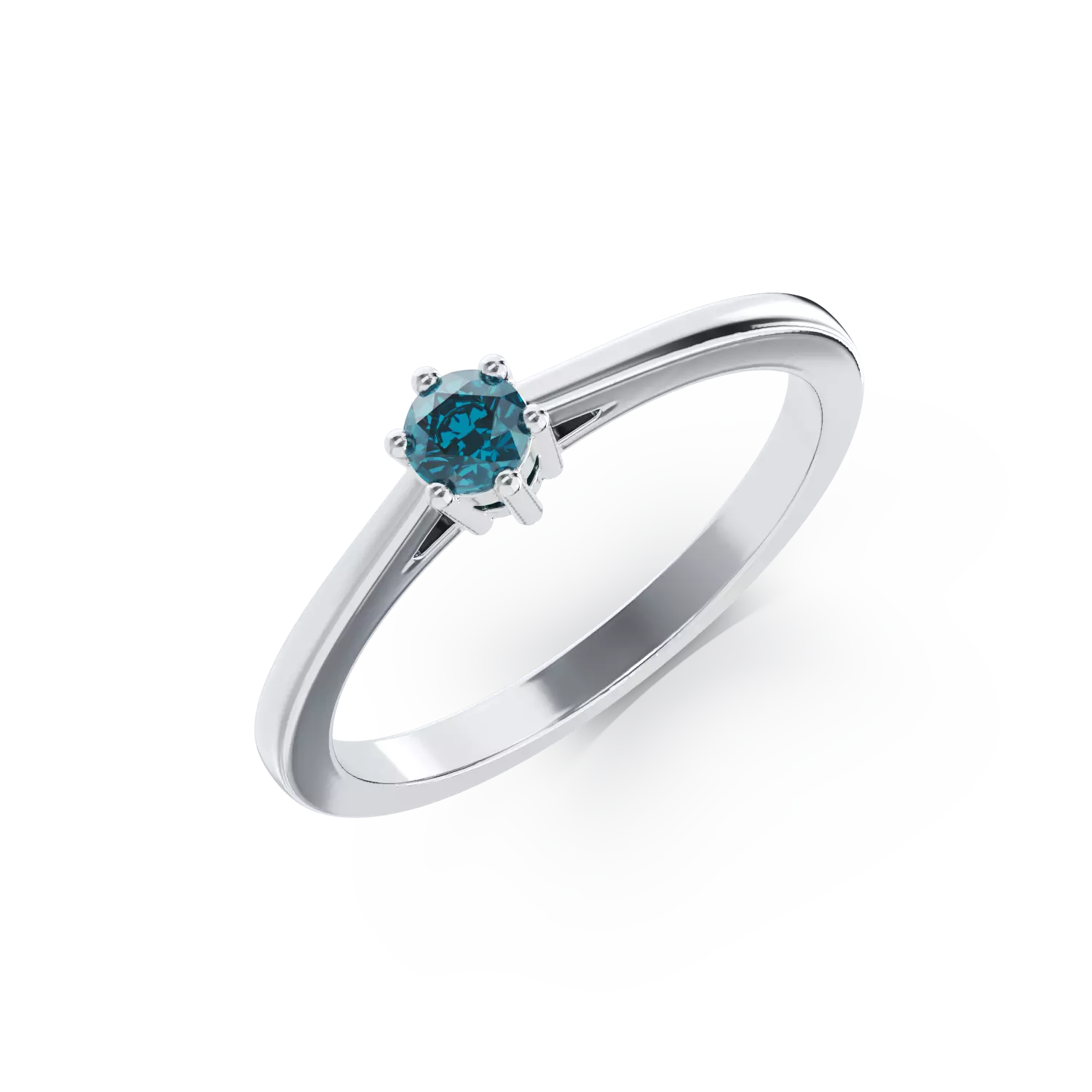 18K white gold engagement ring with 0.31ct blue diamond
