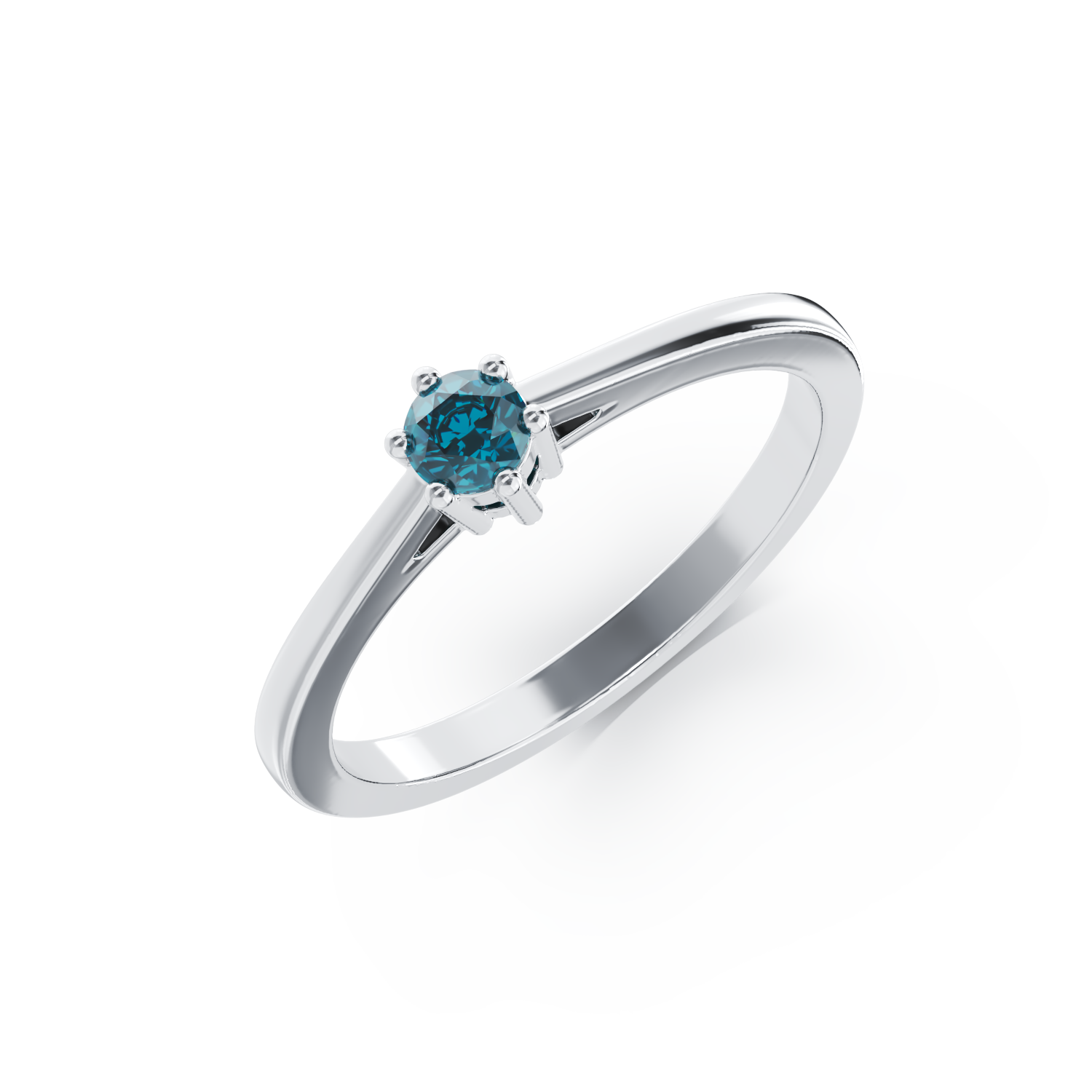 Poze Inel de logodna din aur alb de 18K cu diamant albastru de 0.31ct